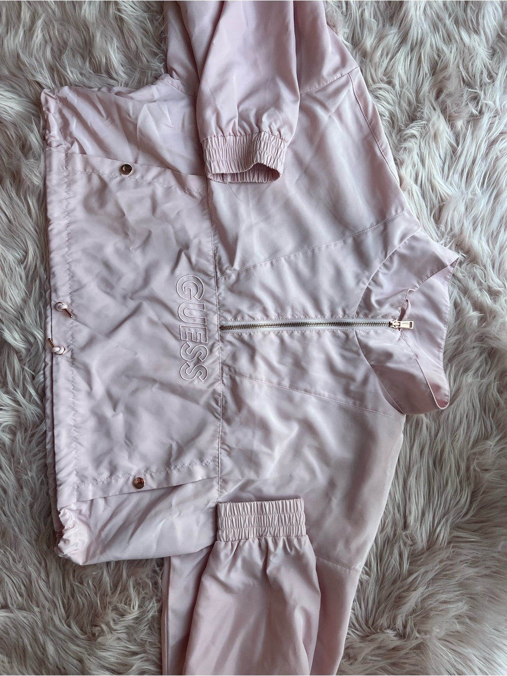 GUESS Pale Pink Embroidered Logo Jacket XL